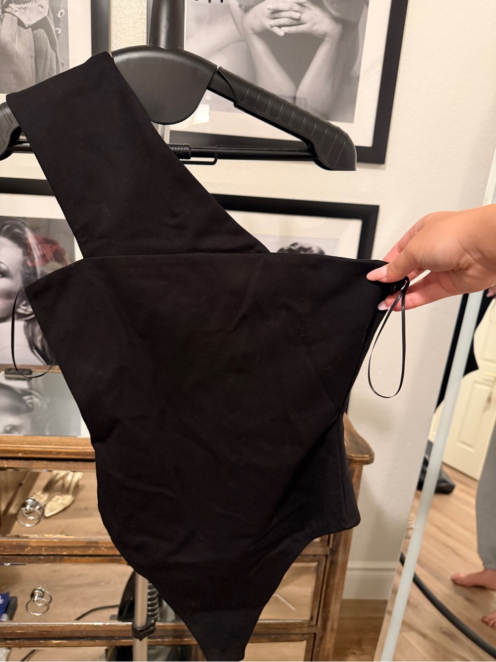 superdown Black One-Shoulder Bodysuit